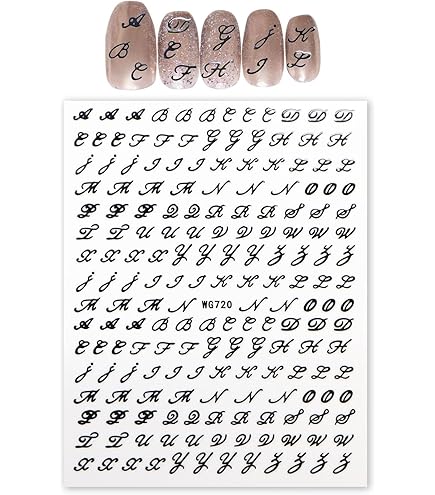 Amazon | (HBJY163 ブラック) 筆記体アルファベット ネイルシール 筆記